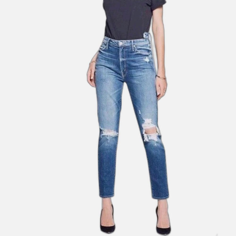 Mother The Dazzler Shift Blue Distressed Women's Jeans Size 25
